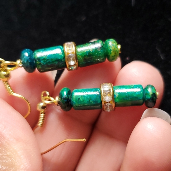 Dyed Green Turquoise Earrings - Picture 9 of 9